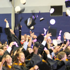 Cap toss at graduation