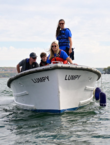 students on boat