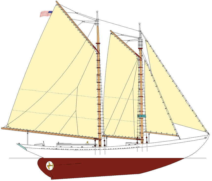 Drawing of Schooner Bowdoin