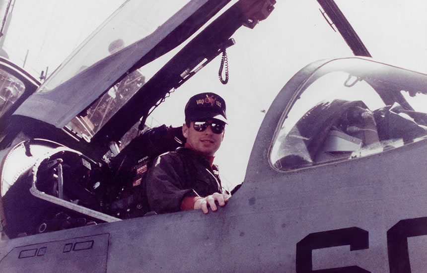 McInnis in cockpit of fighter jet