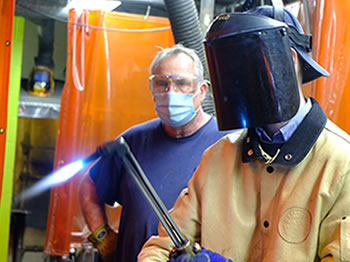 student welding
