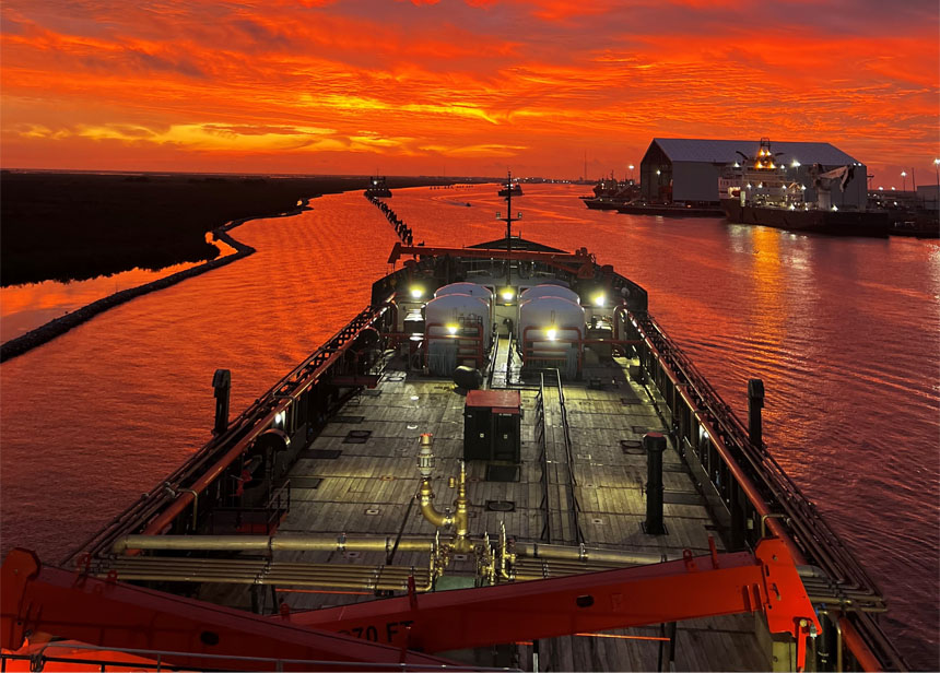 Sunset from ship