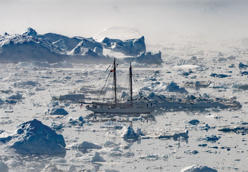 Sailing through icefields