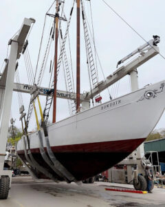 Bowdoin pulled from water for maintenance