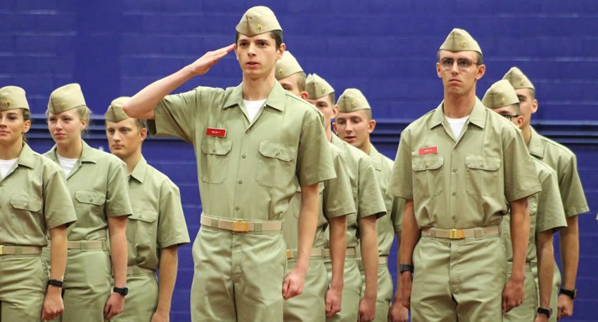 Students at Regimental Induction Ceremony