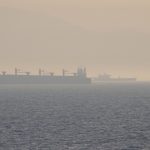 Ships along the Strait of Gibraltar