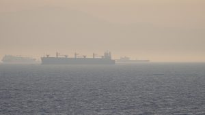 Ships along the Strait of Gibraltar