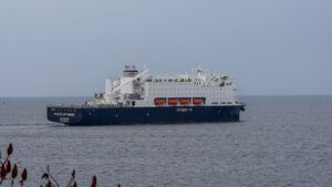Ship leaving Portland Harbor
