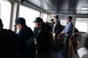 Cadets looking out the training bridge