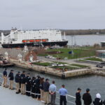 Training ship passing Mass Maritime
