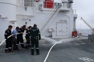 Cadets testing the fire hose