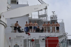 Cadets tanning topside