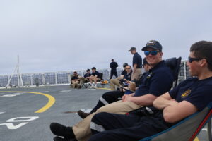 Cadets lounging on the fantail
