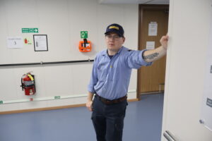 Cadet posing in stairwell