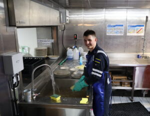 Cadet in the dish pit