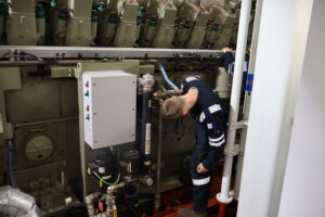 Cadet checking one of the Main Engines
