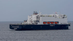 Ship leaving Portland Harbor