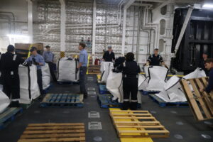 Cadets laying out pallets