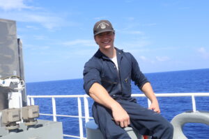 Texas Cadet posing topside